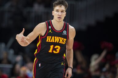 Ha ilyen marad Bogdanović dobóformája, nagy szerepe lehet a Hawks szárnyalásában (Fotó: Beta/AP)