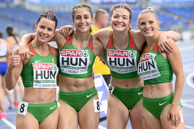 A magyar női 4×100 méteres váltó 43,49 másodperces új magyar csúccsal nyerte meg a viadalt (Fotó: MTI)