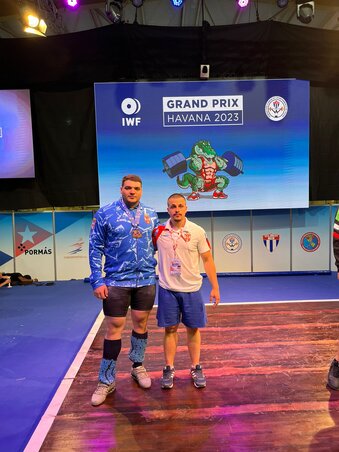 Kajdocsi Tamás és edzője, Rozsnyik Ervin a havannai olimpiai kvalifikációs versenyen Kajdocsi Tamás és edzője, Rozsnyik Ervin a havannai olimpiai kvalifikációs versenyen
