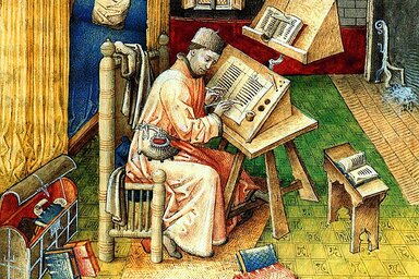 Kódexmásoló szerzetes (Illusztráció – Wikipédia)