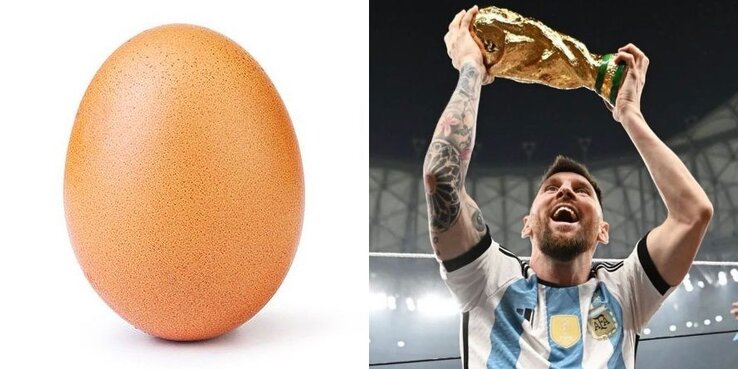 A tojás és a világbajnok Messi – két hasonló súlyú fotó az internet történetében