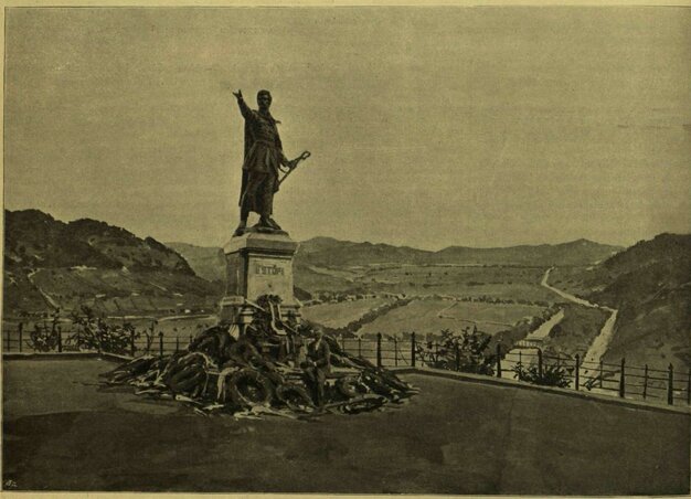 A segesvári Petőfi-szobor háttérben a csatamezővel a Vasárnapi Újság 1897. augusztus 8-ai számában A segesvári Petőfi-szobor háttérben a csatamezővel a Vasárnapi Újság 1897. augusztus 8-ai számában