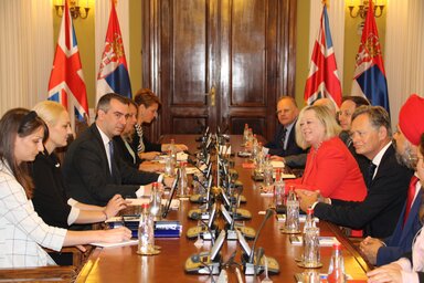 A brit parlamenti küldöttséget Vladimir Orlić házelnök is fogadta (Fotó: Beta)