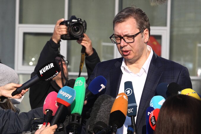 Aleksandar Vučić államfő, államfőjelölt Újbelgrádban voksolt (Fotó: Beta)