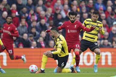 Mo Szalahék az újabb győzelemmel továbbra is szorosan követik a Manchester Cityt (Fotó: Beta/AP)