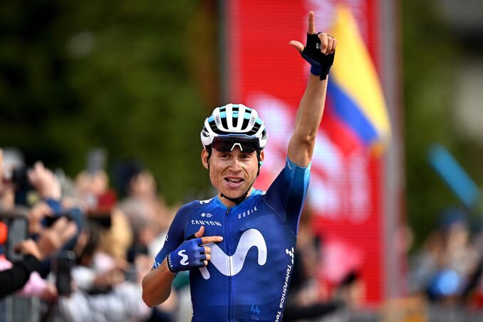 A kolumbiai Einer Rubio nyert a pénteki hegyi befutón (Fotó: Movistar Team) A kolumbiai Einer Rubio nyert a pénteki hegyi befutón (Fotó: Movistar Team)