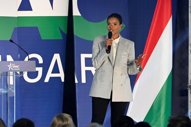 Budapest, 2022. m�jus 20.
Candace Owens amerikai influenszer besz�det mond a Conservative Political Action Conference (CPAC) Hungary elnevez�s�, k�tnapos konzervat�v politikai f�rum m�sodik napj�n a B�lna Budapestben 2022. m�jus 20-�n.
MTI/Kosztics�k Sz