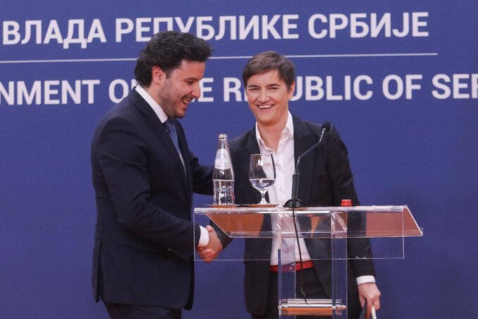 Abazović és Brnabić közös sajtótájékoztatója is szívélyes légkörben telt el (Fotó: Beta)