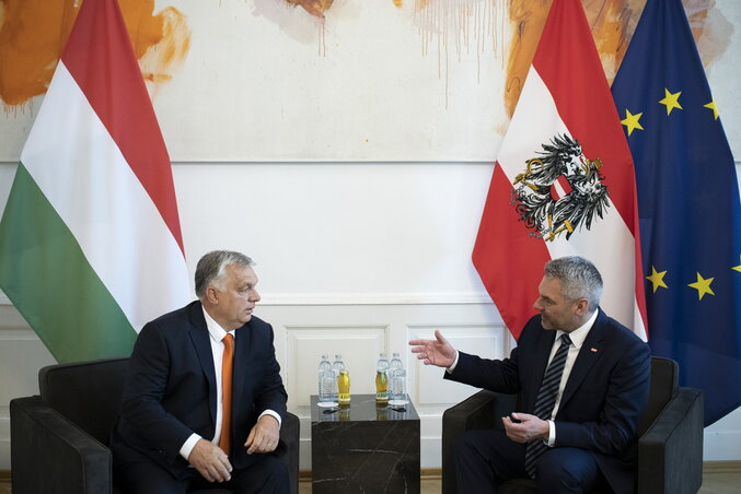 Orbán Viktor és Karl Nehammer megbeszélése (Fotó: MTI)