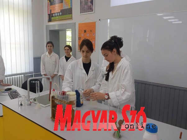 A tanulók különféle kémiai kísérleteket mutattak be (Fotó: Kancsár Izabella)