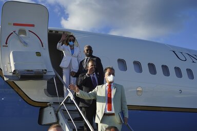 Nancy Pelosi tegnap Tajpehből Szöulba utazott tovább (Fotó: AP via Beta)