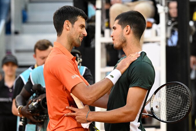 Novak Đoković és Carlos Alcaraz (Fotó: tennis.com)