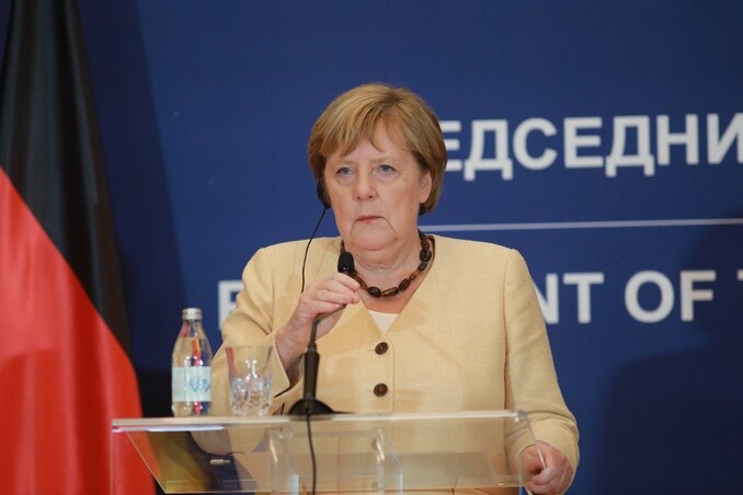 Angela Merkel hétfőn Belgrádban Aleksandar Vučić szerb államfővel folytatott tárgyalásokat (Fotó: Beta)