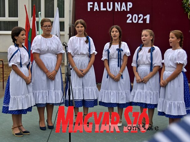 A művelődési egyesület lánykórusa népdalokat énekelt