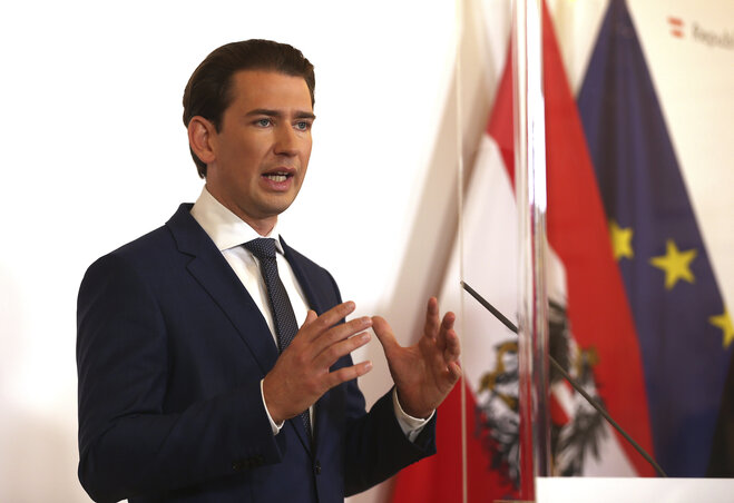 Sebastian Kurz osztrák kancellár (Fotó: Beta/AP) Sebastian Kurz osztrák kancellár (Fotó: Beta/AP)