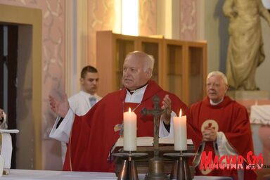 Dr. Német László püspök az aradi vértanúk idei gyásznapján az eleméri templomban (Gergely Árpád felvétele)