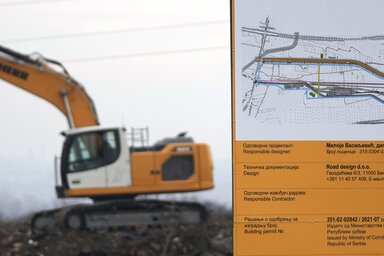 A Belgrádi metró útiránya és a munkálatokat végző első erőgép a Makiš-mezőn (Fotó: Beta)