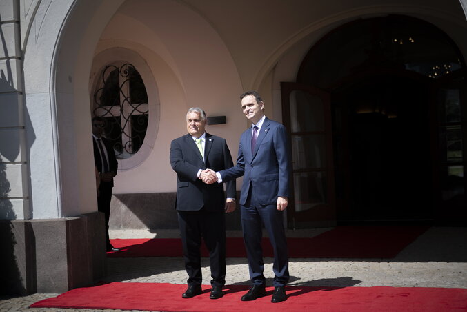 Orbán Viktor és Ódor Lajos hivatalosan először találkozott egymással (Fotó: MTI/Miniszterelnöki Sajtóiroda)