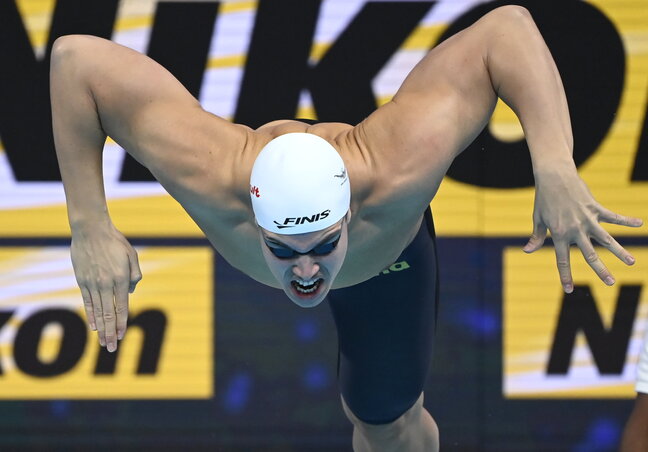 Szabó szombaton 50 m gyorson ugrik medencébe (Fotó: MTI) Szabó szombaton 50 m gyorson ugrik medencébe (Fotó: MTI)