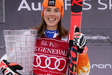 Petra Vlhová az összetettben 35 pontra megközelítette az éllovas Mikaela Shiffrint (Fotó: Beta/AP)
