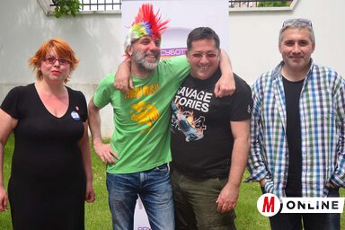 A beszélgetés résztvevői: Nataša Heror, a Heror Media Pont ügynökség vezetője, Slavko Matić zenész, Aleksandar Reljić újságíró és Zoran Knežev publicista