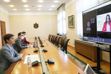 Ana Brnabić az online konferencián (Fotó: Beta)