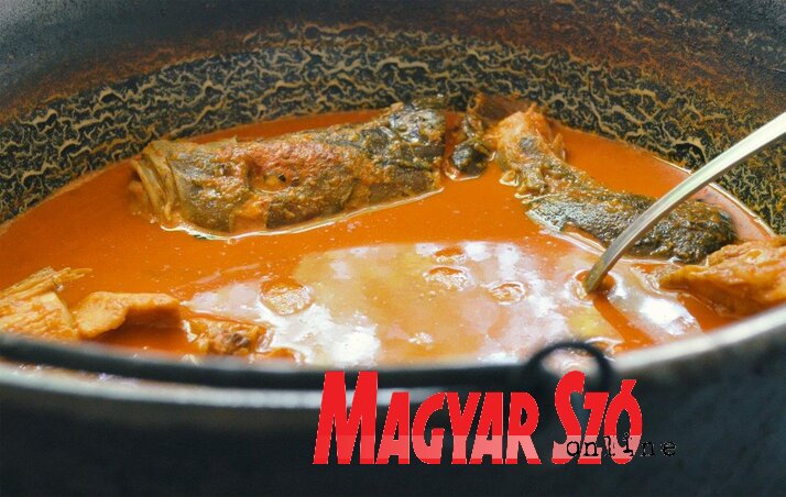 Bográcsban fő, élő halból, erős lángon készül. Forrón kell tálalni és enni (Móricz Ildikó)