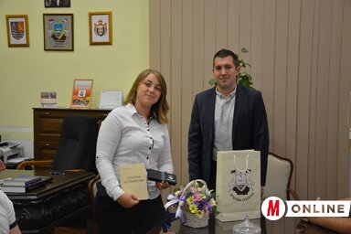 Füstös Sarolta és Radivoj Debeljački, Szenttamás polgármestere (Paraczky László felvétele)