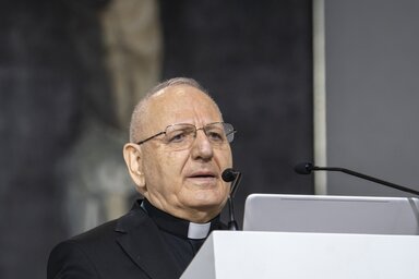 Budapest, 2021. szeptember 7.
Lui Rafael Szak� b�boros, iraki k�ld p�tri�rka, bagdadi �rsek tan�s�gt�tele az 52. Nemzetk�zi Eucharisztikus Kongresszuson (NEK) a budapesti Hungexp�n 2021. szeptember 7-�n.
MTI/Szigetv�ry Zsolt