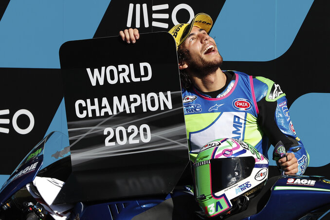 A Moto2-ben is lehet örülni a bajnoki címnek: Enea Bastianini (Fotó: Beta/AP) A Moto2-ben is lehet örülni a bajnoki címnek: Enea Bastianini (Fotó: Beta/AP)