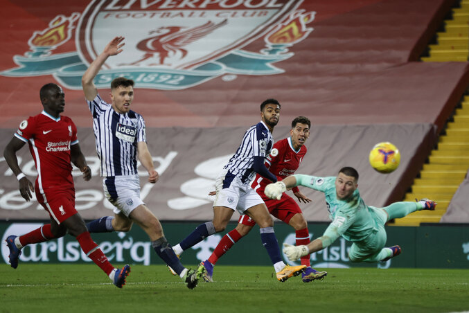 Ajayi egyenlítő gólja a Liverpool ellen (Fotó: Beta/AP)