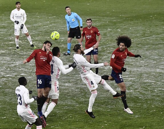 A hideg és a hó az Osasunát és a Real Madridot is hátráltatta (Fotó: Beta/AP)