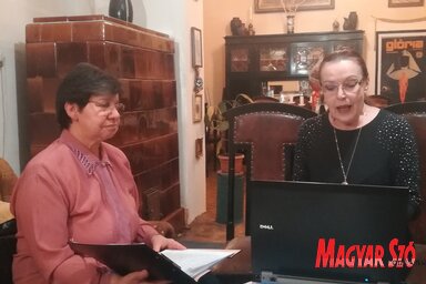 Miklenovics Aranka és Jónás Gabriella az online könyvbemutatón (Lukács Melinda felvétele)
