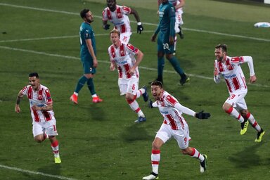 A Crvena zvezda gólöröme az egyenlítés után (Fotó: Beta/AP)