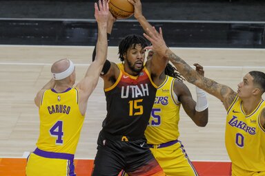 A Jazz a pályán is megmutatta a Lakersnek, hogy komolyan kell venni (Fotó: Beta/AP)