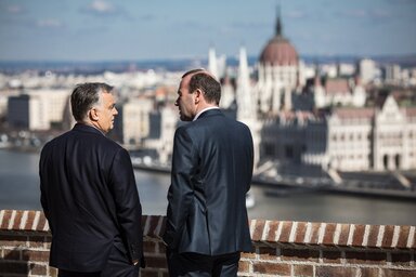 Orbán Viktor és Manfred Weber budapesti találkozója 2019 márciusában (Fotó: MTI)