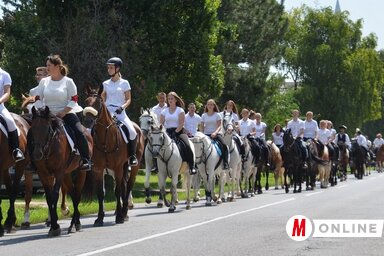 Egy korábbi impozáns lovas felvonulás Kishegyes utcáin, az Anna-napok rendezvénysorozat alkalmából