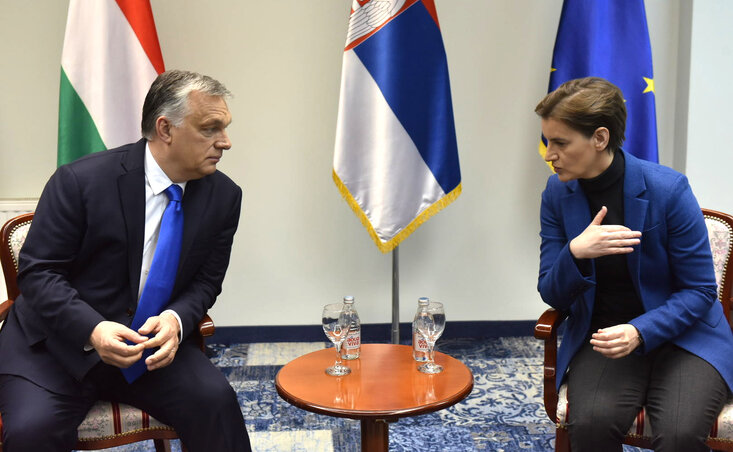 Orbán Viktor magyar miniszterelnök és Ana Brnabić szerb kormányfő (Ótos András felvétele)