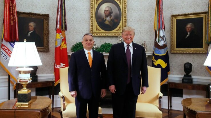 Orbán és Trump a Fehér Házban (Fotó: MTI/Koszticsák Szilárd)