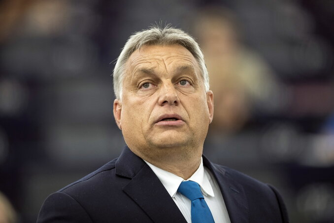 Orbán Viktor a Sargentini-jelentés vitáján az Európai parlamentben (fotó:Beta/AP)