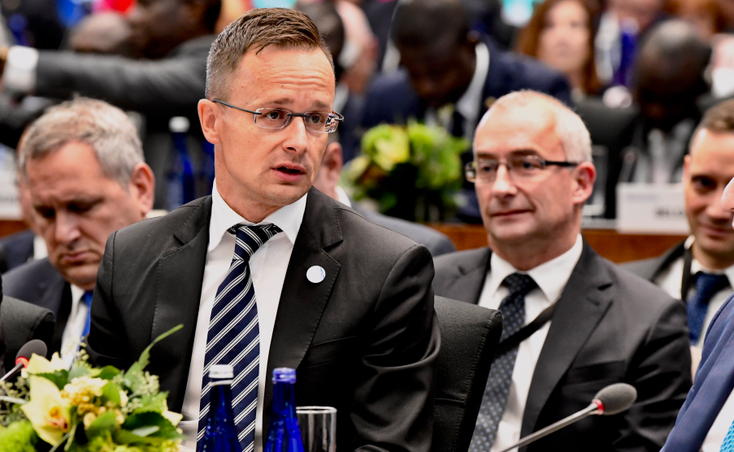 Szijjártó Péter magyar külgazdasági és külügyminiszter felszólal a Vallásszabadság előmozdítása című második konferencián Washingtonban (Fotó: MTI/KKM)