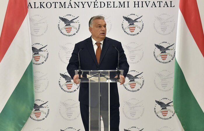 Orbán Viktor beszédét tartja (Fotó: MTI) Orbán Viktor beszédét tartja (Fotó: MTI)