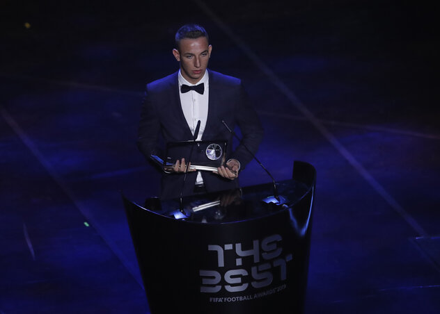 Zsóri Dániel nyerte az év legszebb góljáért járó Puskás Ferenc-díjat (Fotó: Beta/AP)