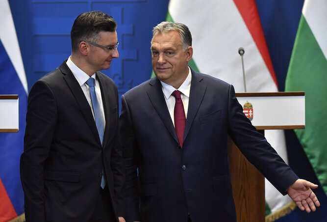 Marjan Šarec és Orbán Viktor (Fotó: MTI