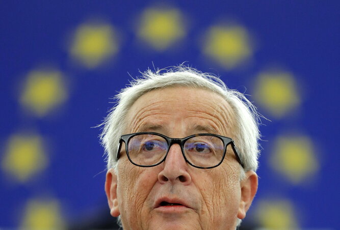 Jean-Claude Juncker szerdán tartotta 2018-as évértékelőjét (fotó: Beta/AP)