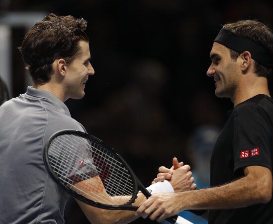 Dominic Thiem és Roger Federer (Fotó: Beta/AP)