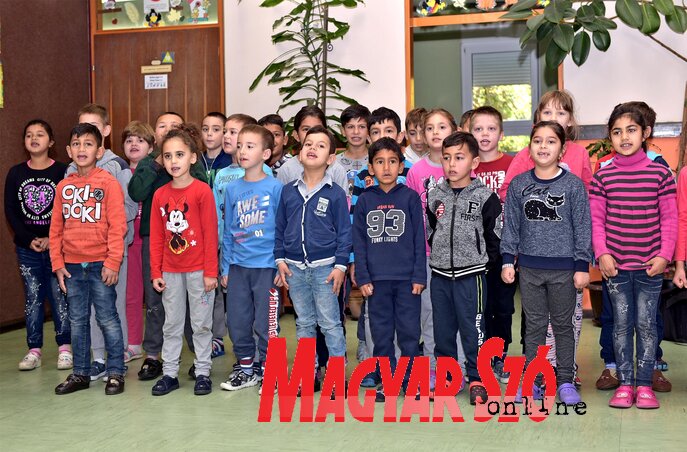 Az iskola diákjai alkalmi műsorral fogadták a városi önkormányzat képviselőit (Fotó: Gergely Árpád)