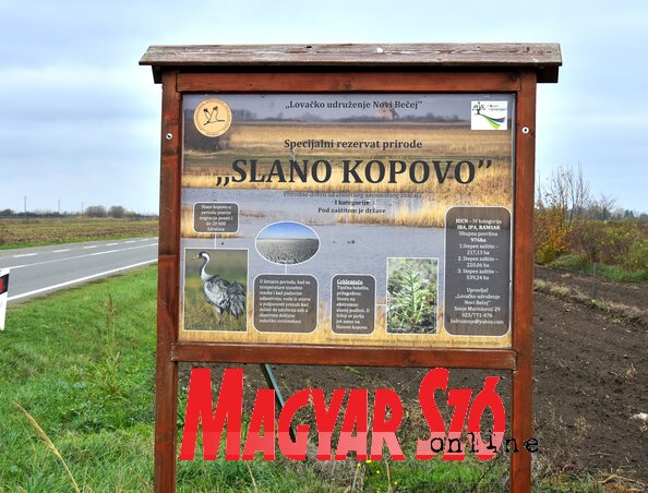 A Törökbecséről Beodrára vezető út mellett színes tábla hirdeti a Sóskopót(Gergely József felvétele) A Törökbecséről Beodrára vezető út mellett színes tábla hirdeti a Sóskopót(Gergely József felvétele)