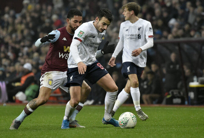 Az Aston Villa nem kegyelmezett a liverpooli fiataloknak (Fotó: Beta/AP)