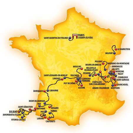 A 2023-as Tour de France útvonala